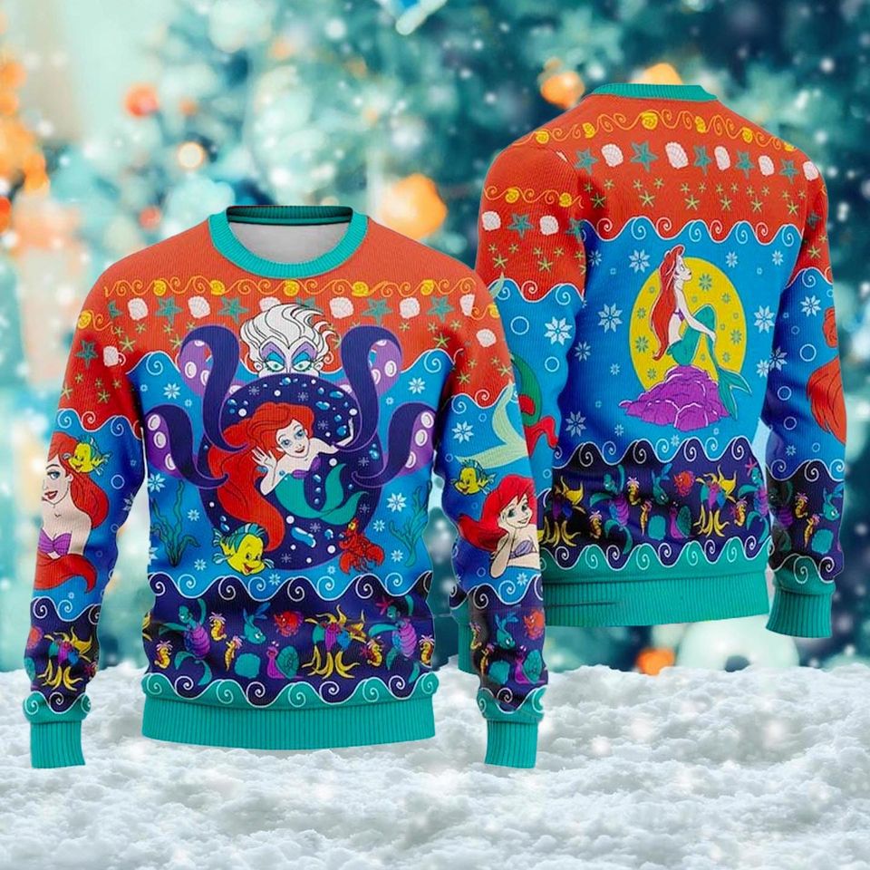 The Little Princess 3D Ugly Sweatshirt, Princess Mermaid Xmas Ugly Sweatshirt