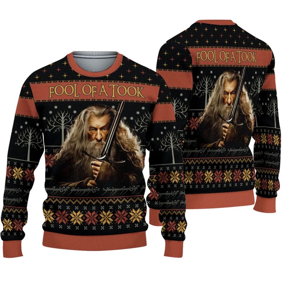 The Lord of the Rings Gandaft Christmas Ugly Sweater, Movie Ugly Sweater