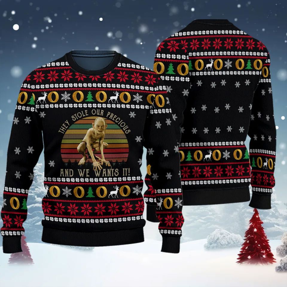 The lord of the rings gollum ugly christmas sweater