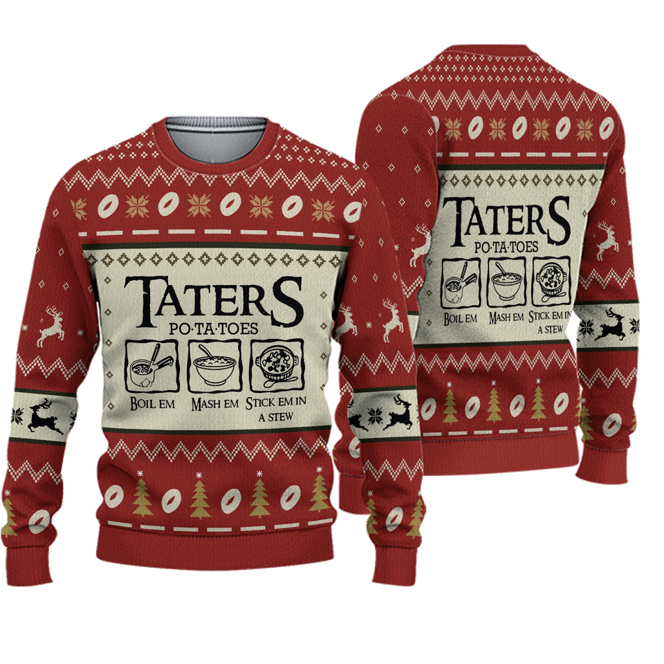 The Lord of The Rings Taters Potatoes Ugly LOTR Ugly Christmas 3D Sweater