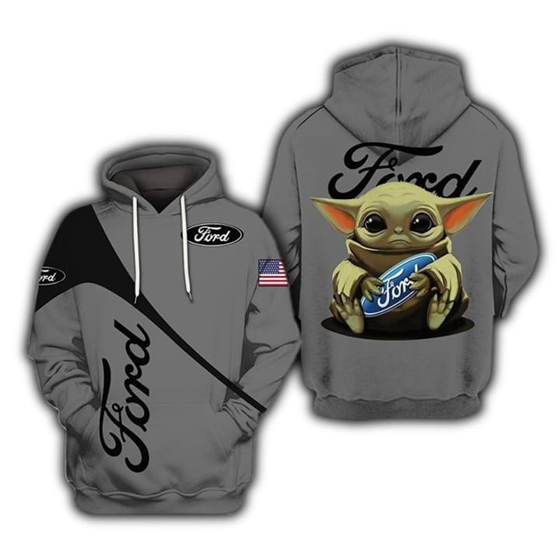 The Mandalorian Baby Yoda Holding Ford 3D All Over Print Hoodie, Zip Hoodie