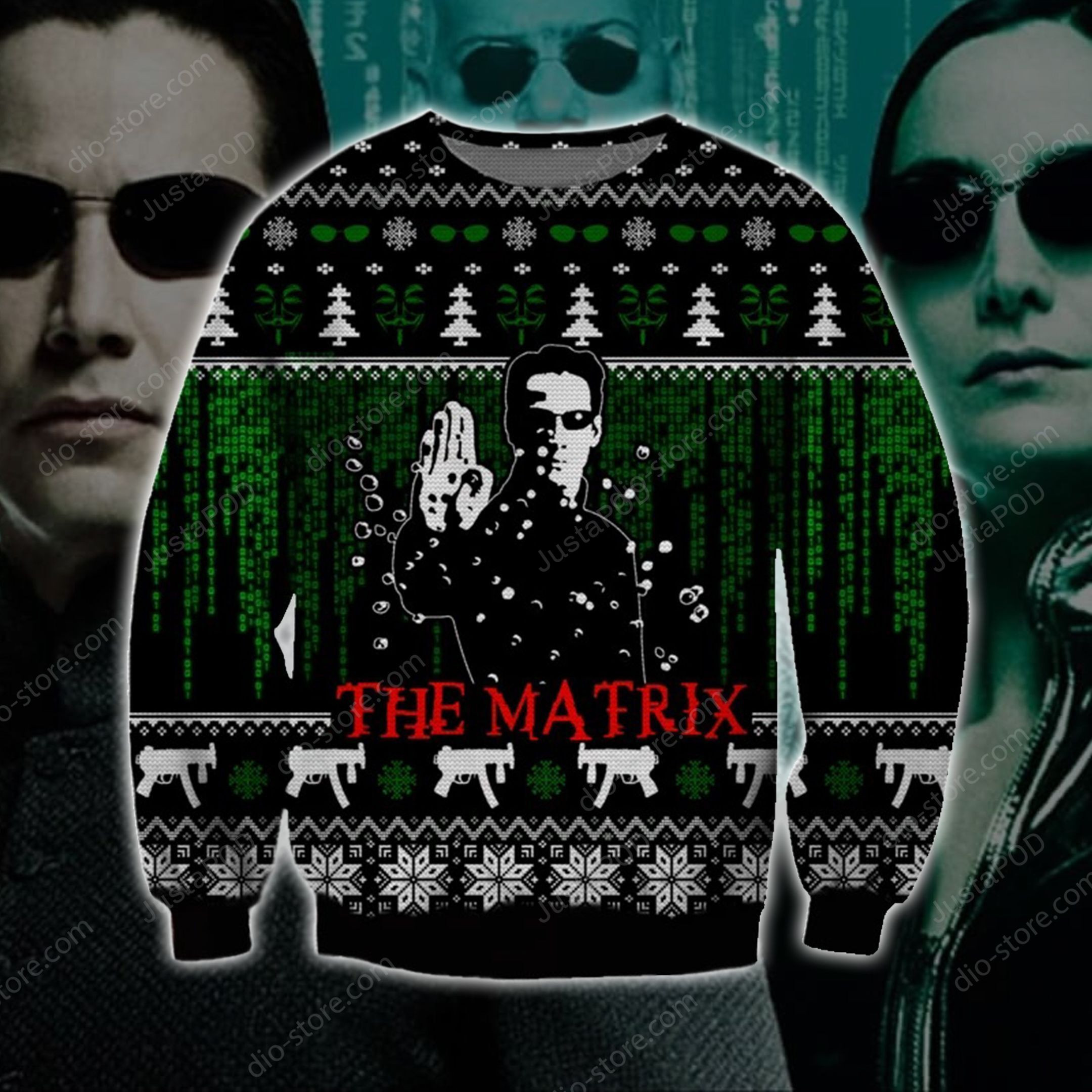 The Matrix Knitting Pattern Ugly Christmas Sweater Adult 3D Funny Matching for family