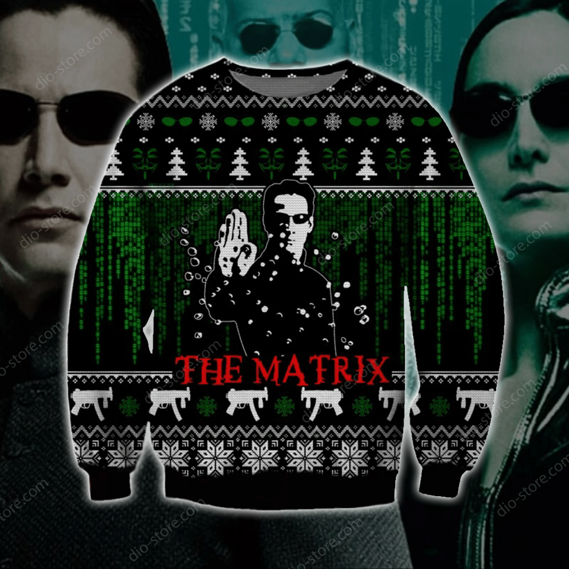 The Matrix Ugly Christmas Sweater Adult 3D Funny Matching for family