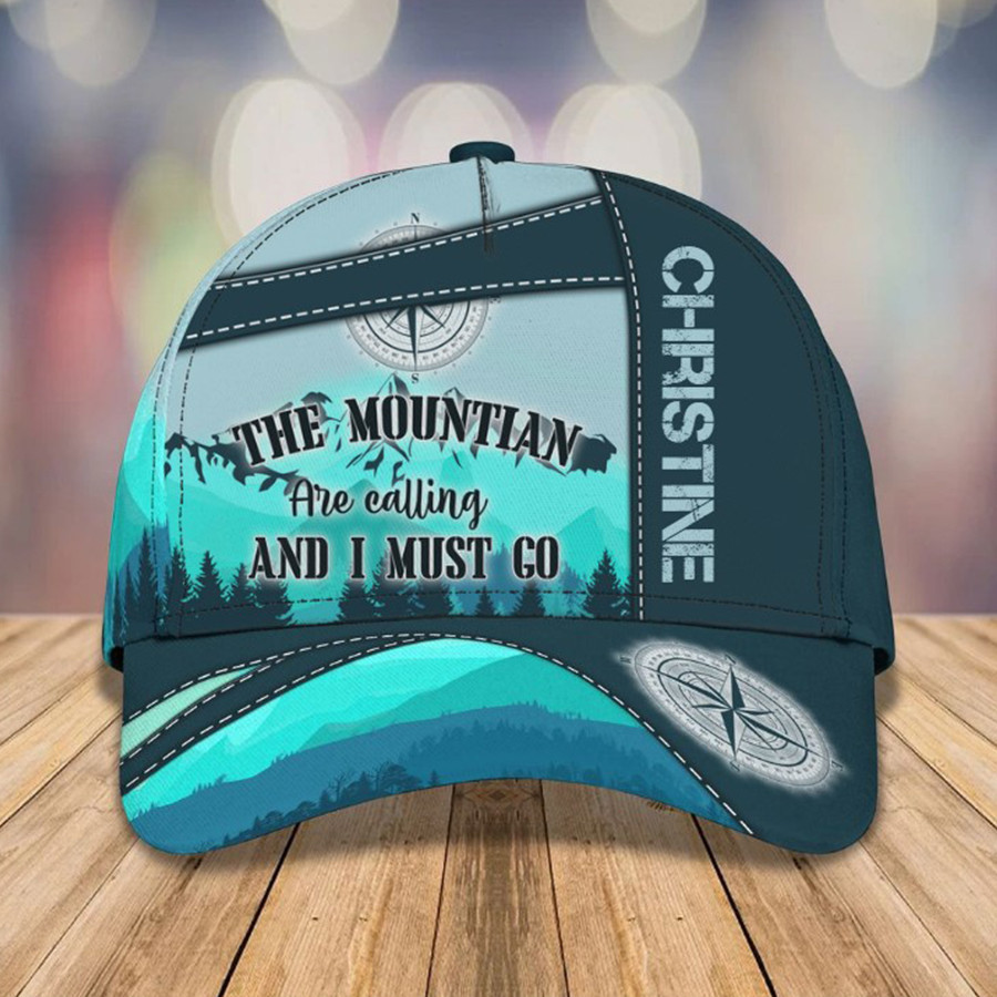 The Mountain are calling and I must go 3D All Over Printed Baseball Cap for Hiking Lovers, Hiking Hat for Boy & Girl Trucker Hats Custom Hats Gifts For Men & Women