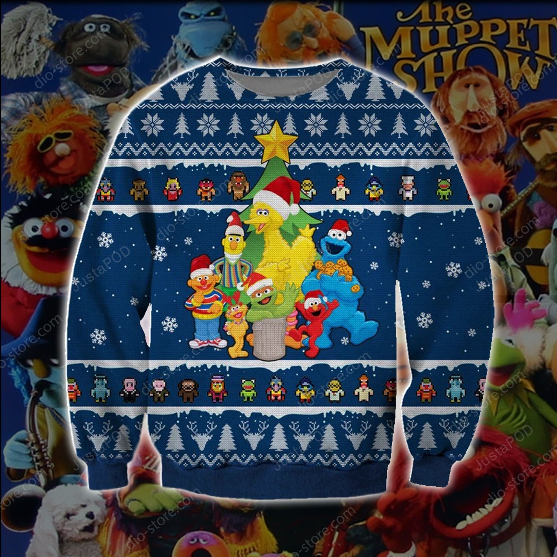 The Muppet Show Knitting Pattern Ugly Christmas Sweater Adult 3D Funny Matching for family