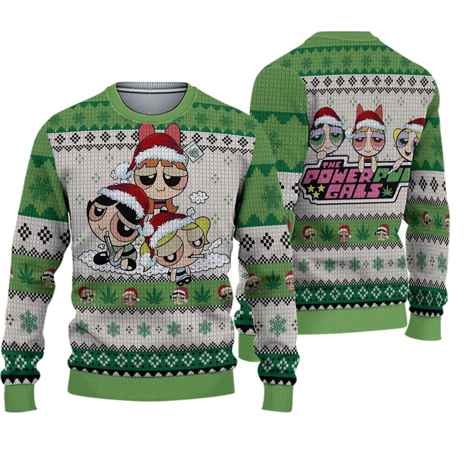 The Nauty Power Puff Girls 420 Christmas Ugly Sweater