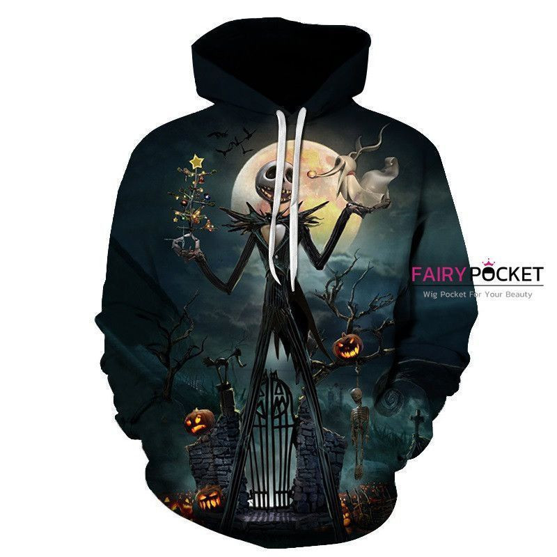 The Nightmare Before Christmas Jack Skellington 3D All Over Print Hoodie, Zip Hoodie