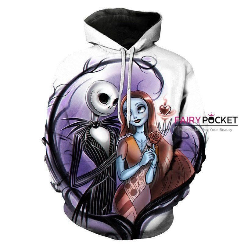 The Nightmare Before Christmas Jack Skellington Sally 3D All Over Print Hoodie, Zip Hoodie