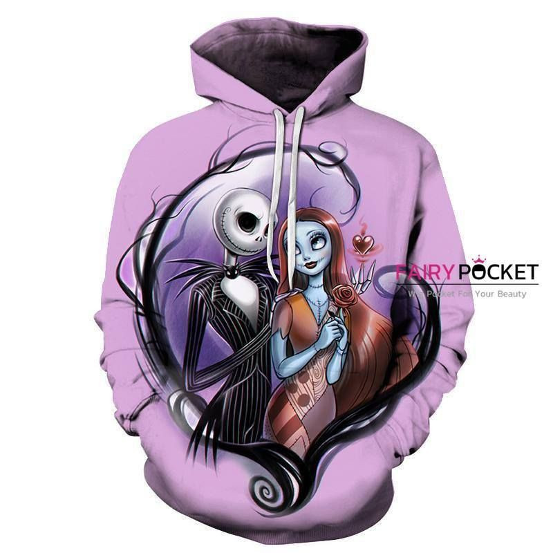 The Nightmare Before Christmas Jack Skellington Sally Purple 3D All Over Print Hoodie, Zip Hoodie