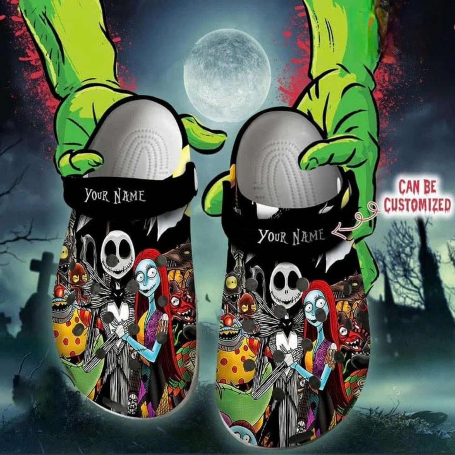 The Nightmare Before Christmas Movie Crocs Crocband Clogs Shoes Comfortable For Men Women and Kids