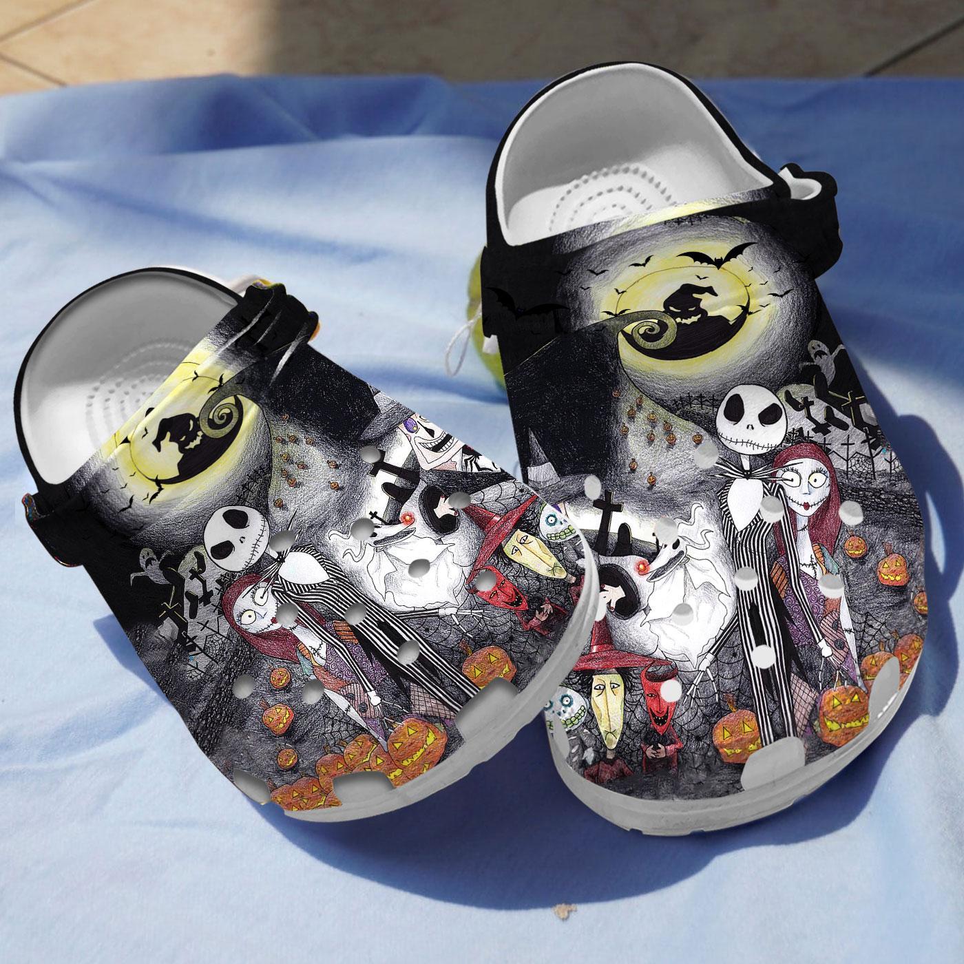 The Nightmare Before Christmas Movie Crocs Crocband Clogs Shoes Comfortable For Men Women and Kids