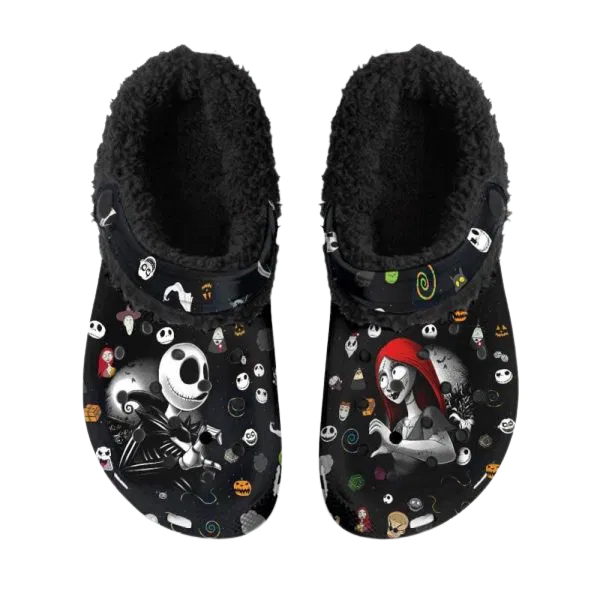 The Nightmare Before Christmas Movie Crocs Crocband Fleece Lined Clogs Shoes Comfortable For Men Women and Kids In Winter