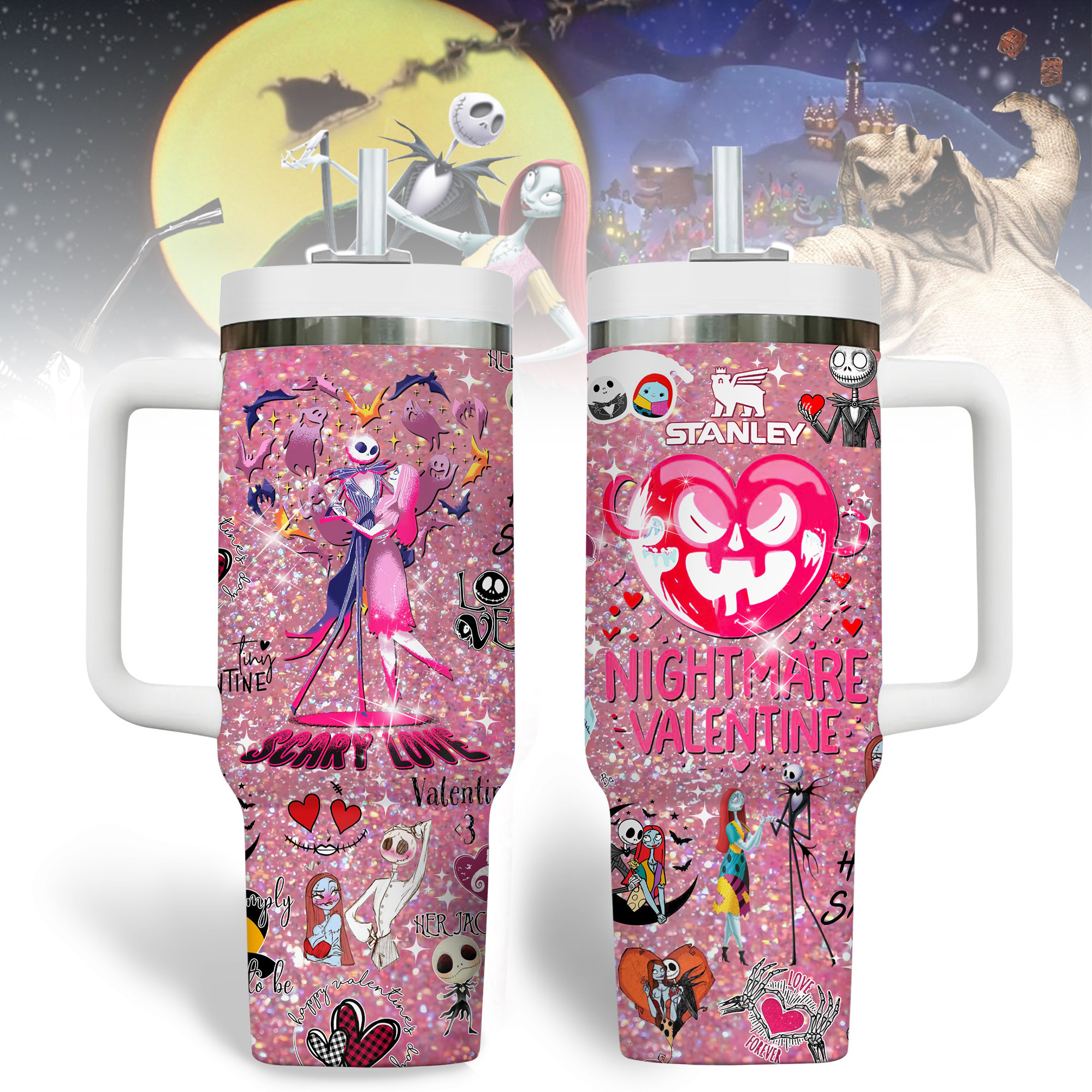 The Nightmare Before Christmas Movies Valentine Custom Stanley Cup 40 oz 30 oz Tumbler With HandleTVC2301343