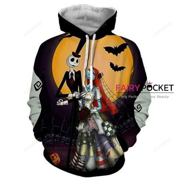 The Nightmare Before Christmas Sally Jack Skellington 3D All Over Print Hoodie, Zip Hoodie