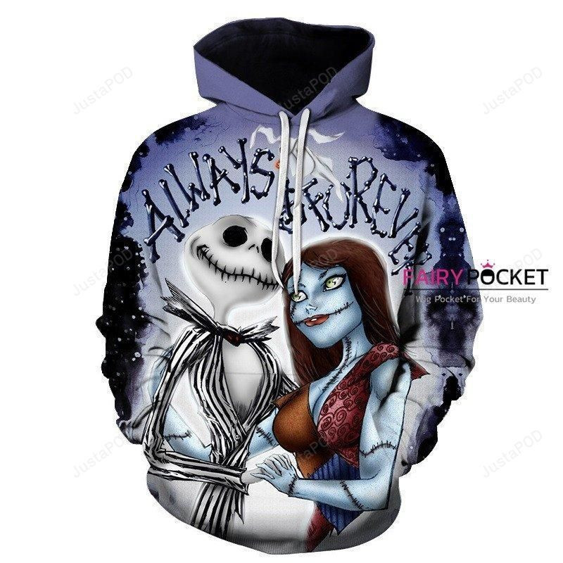 The Nightmare Before Christmas Sally Jack Skellington Christmas 3D All Over Print Hoodie, Zip Hoodie