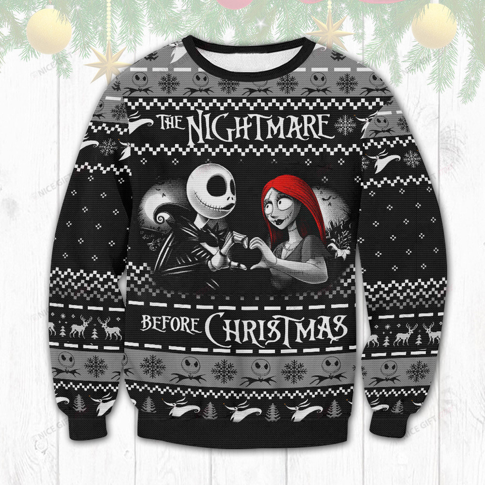 The Nightmare Before Christmas Ugly Christmas Sweater Adult 3D Funny Matching for family