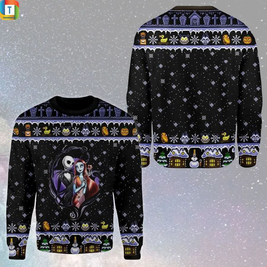 The Nightmare Jack And Sally Ugly Christmas Sweater Adult 3D Funny Matching for family
