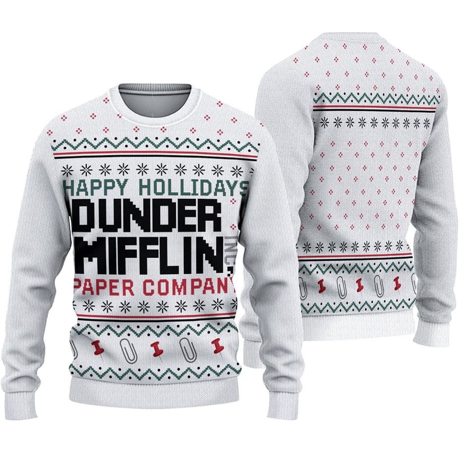 The Office Happy Holliday Dunder Mifflin Ugly Christmas 3D Sweater