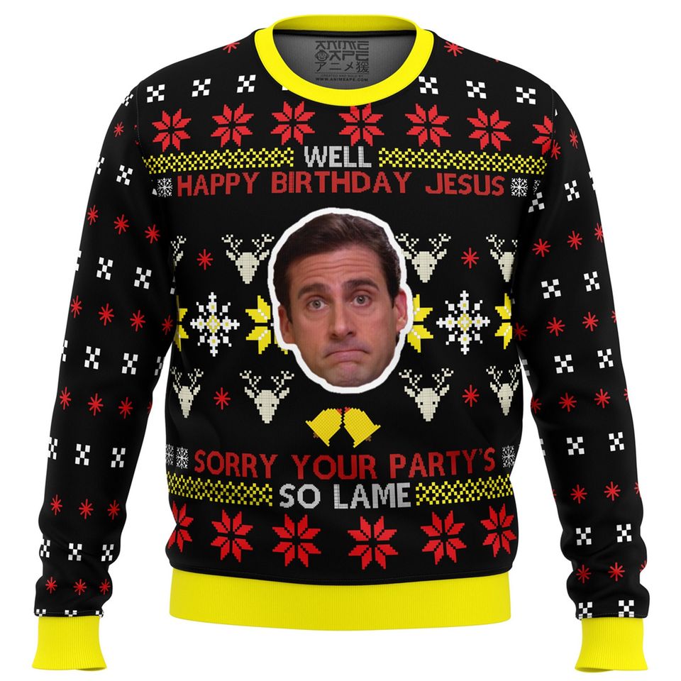 The Office Michael Scott Christmas Ugly Sweater, Happy Birthday Jesus Sweater