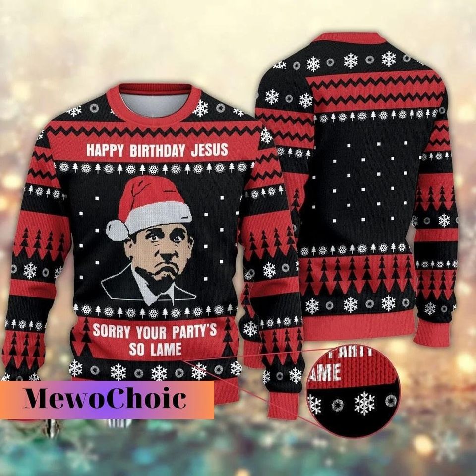 The Office Movie Christmas Sweater, The Office Sweater, Happy Birthday Jesus
