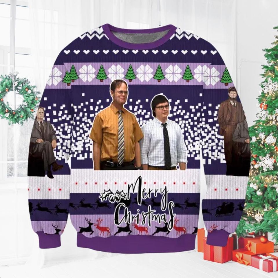 The Office Ryan Dwight And Brother Ugly Christmas Sweater, Sitcom Xmas Sweatshirt