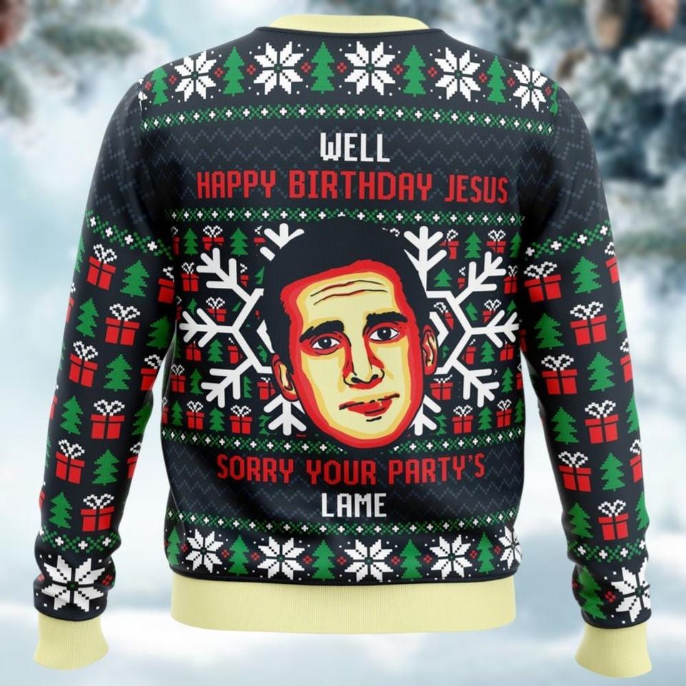 The Office Ugly Christmas Sweater, Happy Birthday Jesus Xmas Sweater - Image 3