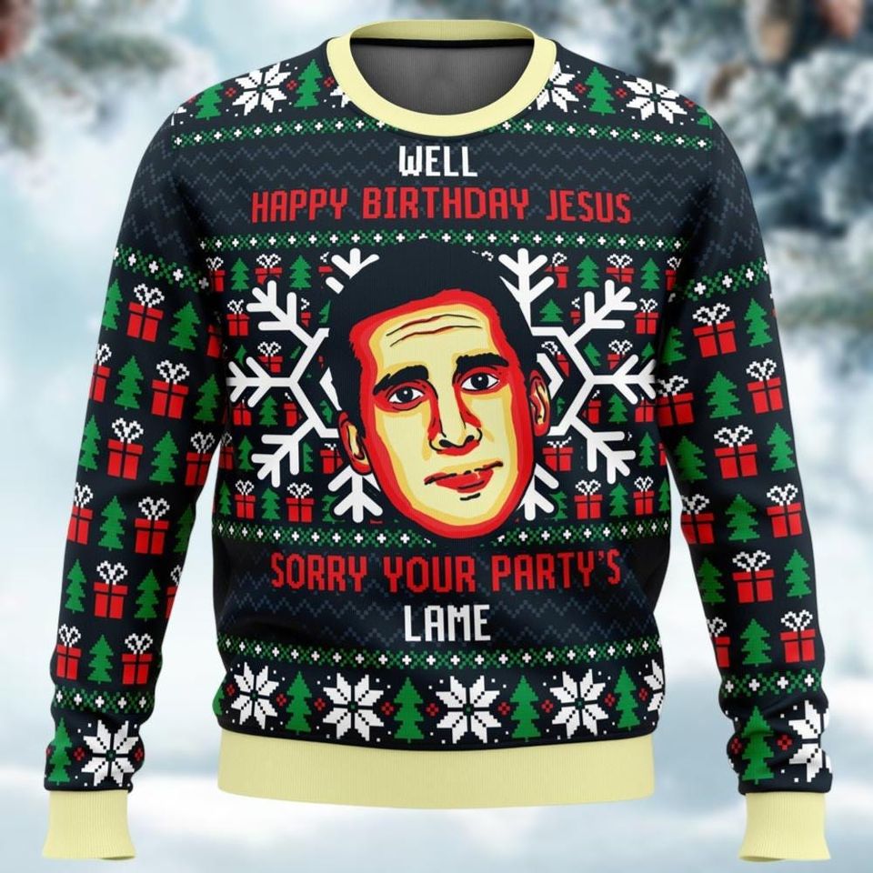 The Office Ugly Christmas Sweater, Happy Birthday Jesus Xmas Sweater - Image 2