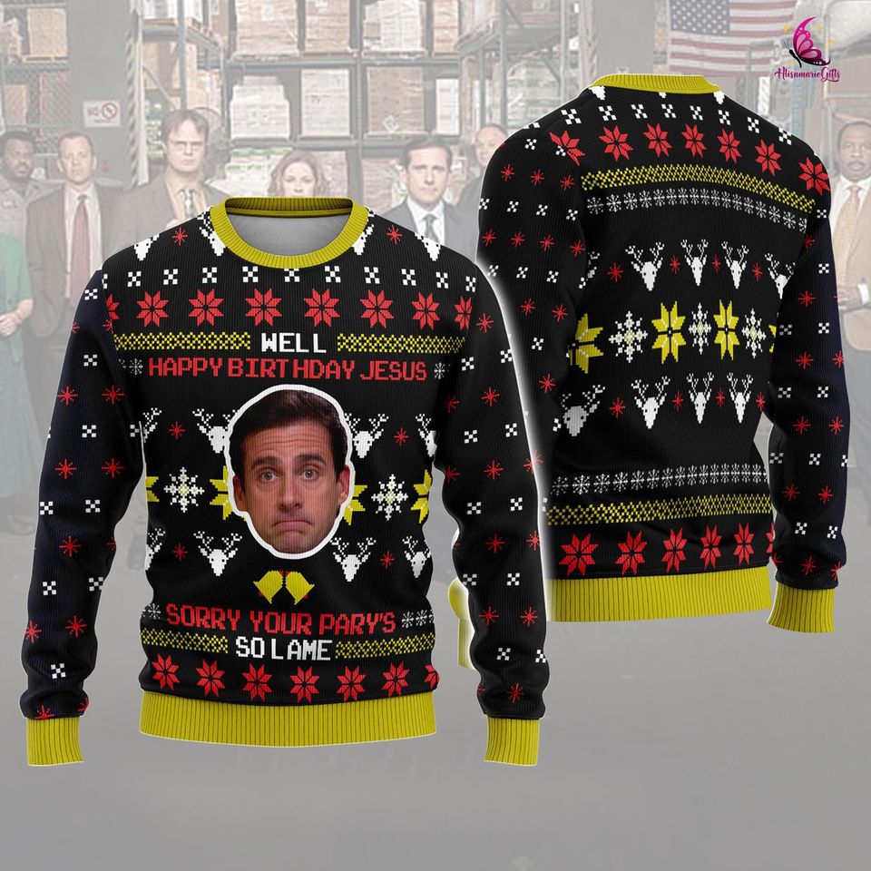 The Office Ugly Christmas Sweater | Michael Scott Happy Birthday Jesus