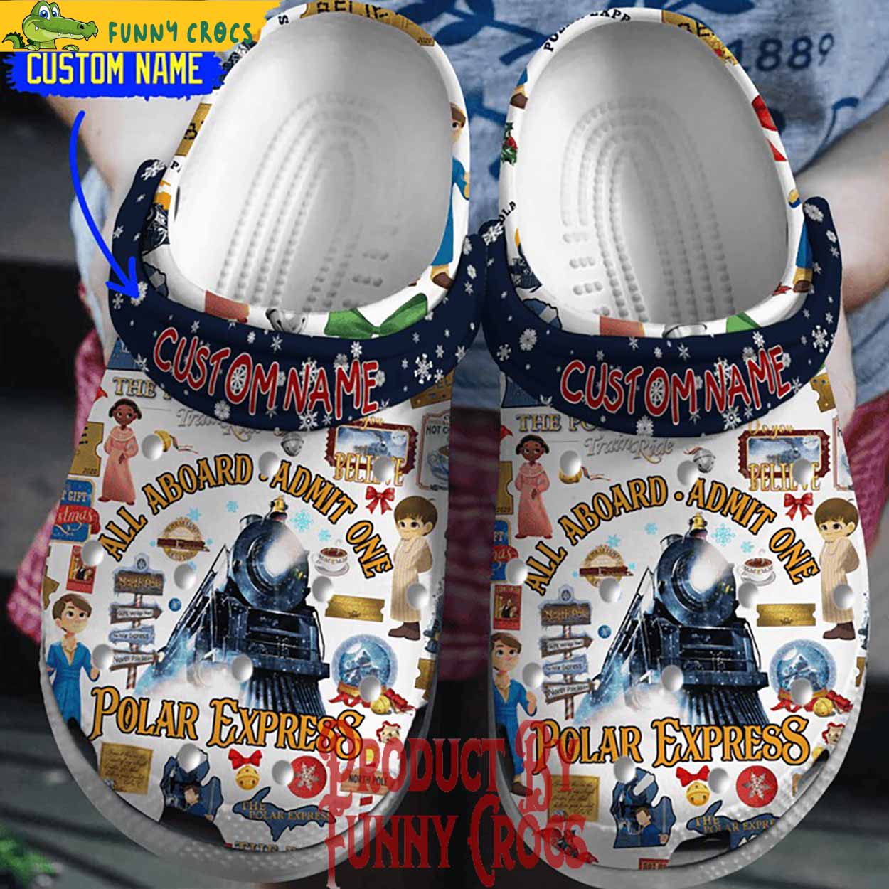 The Polar Express Movie Christmas Crocs Crocband Clogs Shoes Comfortable For Men Women and Kids