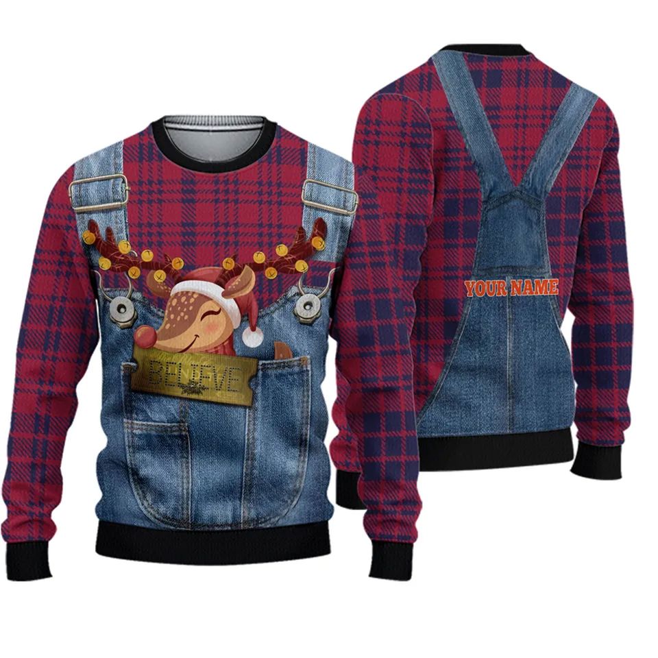 The Polar Express Ticket Reindeer Ugly Sweater