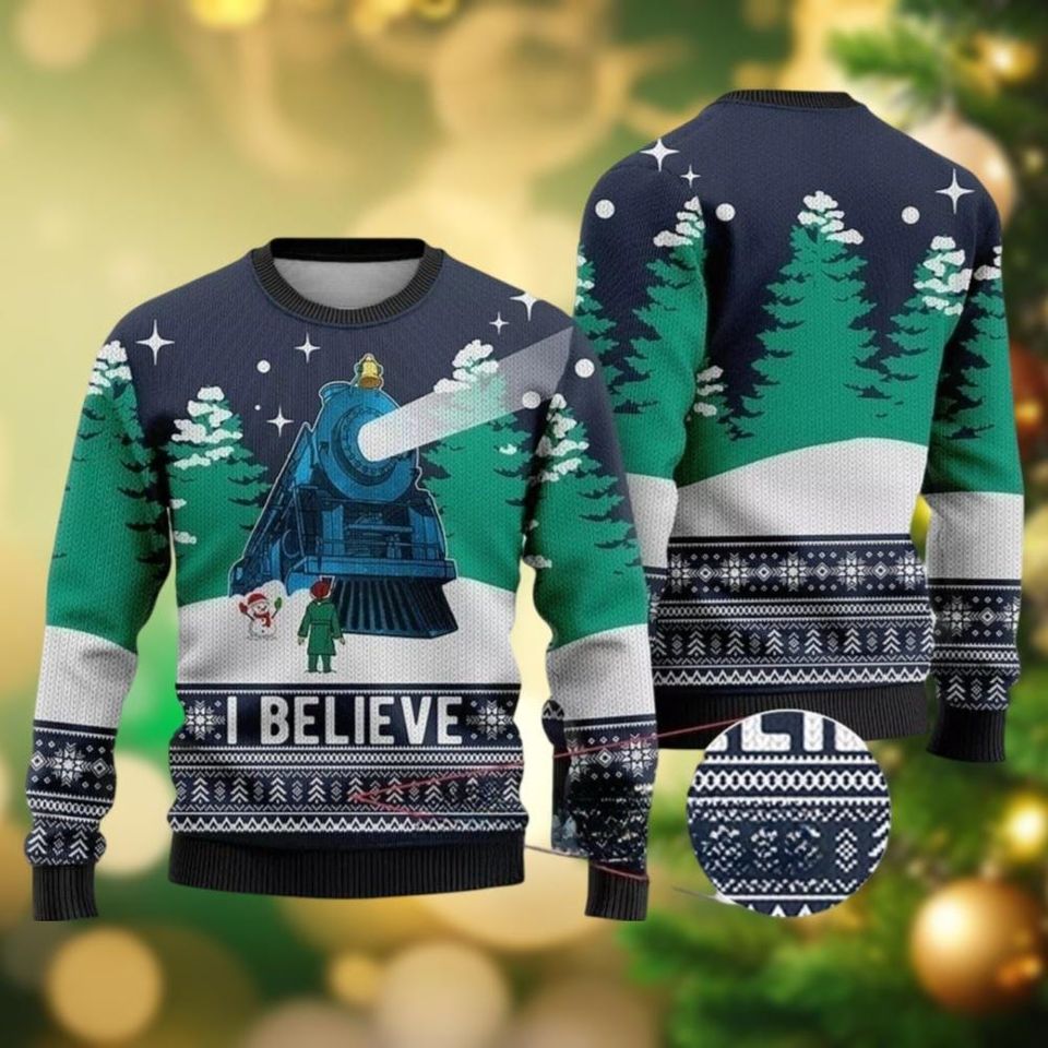 The Polar Express Ugly Christmas Sweater, I Believe Xmas Sweater, Holiday Sweater