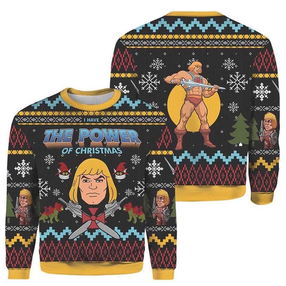 The Power of Christmas He-Man Ugly Sweater, He-Man Ugly Christmas Sweater