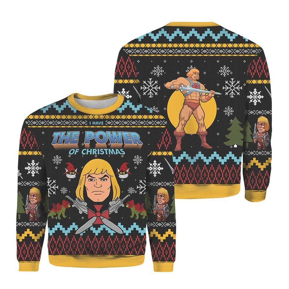 The Power of Christmas Heman Ugly Sweater, He-man Ugly Christmas Sweater
