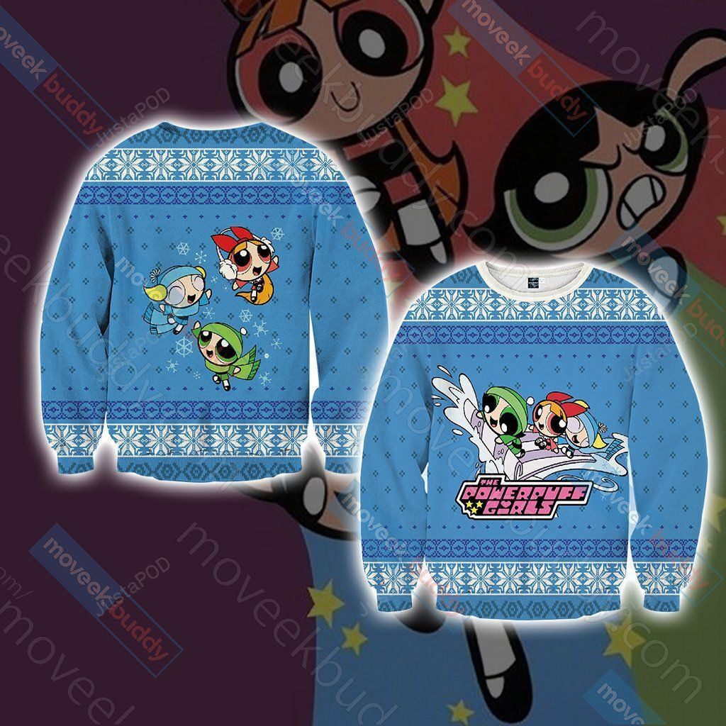 The Powerpuff Girls Christmas Ugly Christmas Sweater Adult 3D Funny Matching for family