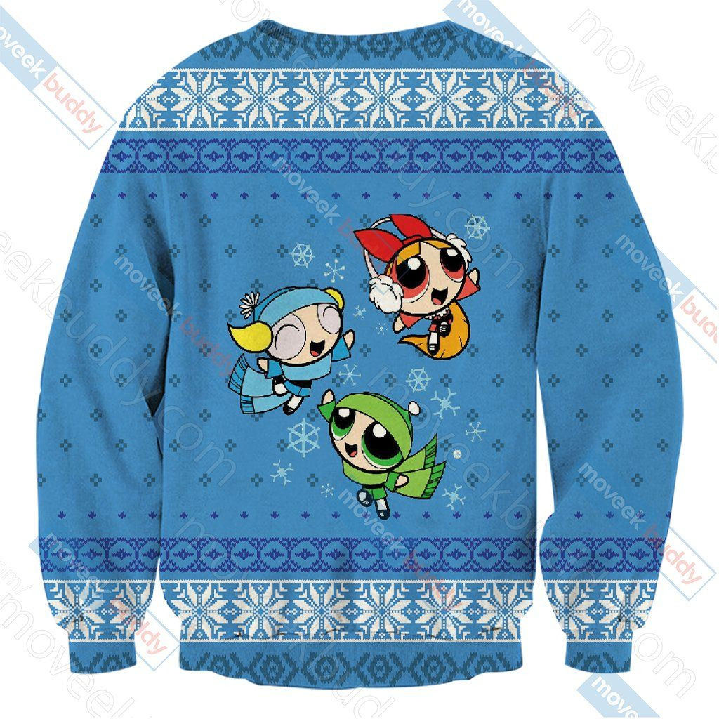 The Powerpuff Style For Unisex Ugly Christmas Sweater Adult 3D Funny Matching for family - Image 3