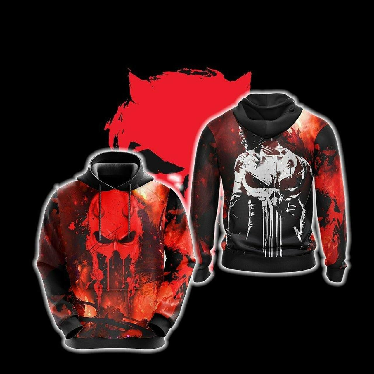 The Punisher Daredevil New Unisex 3D All Over Print Hoodie, Zip Hoodie