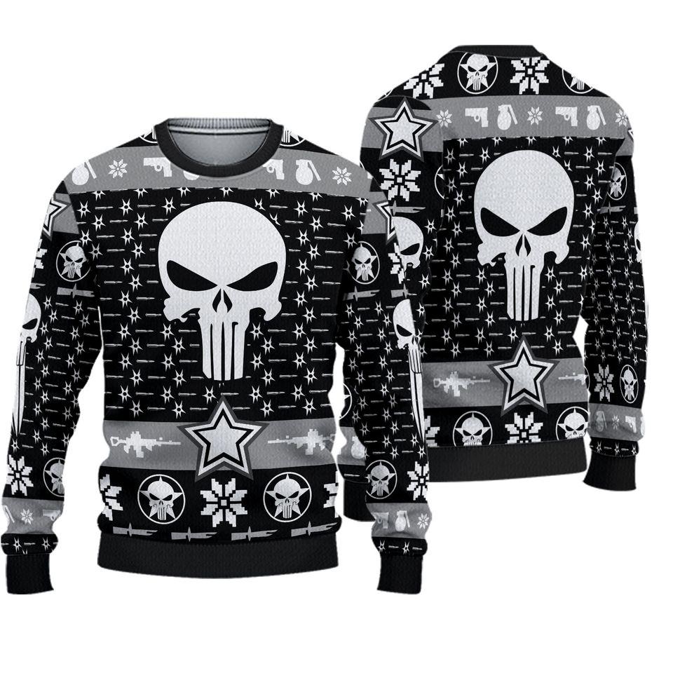 The Punisher Guns & Ammo Ugly Christmas Sweater - Edgy Holiday Vibes