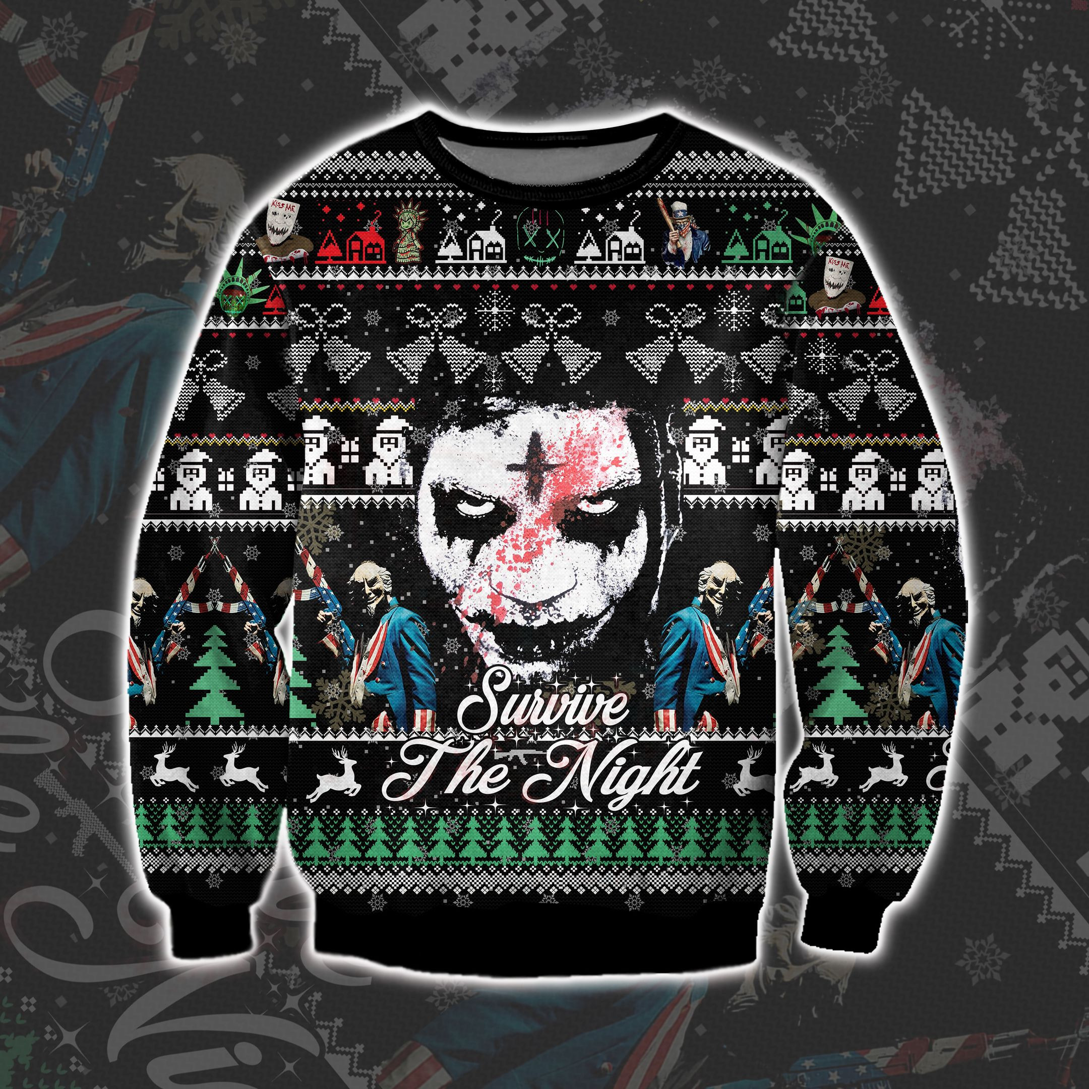 The Purge Series 3D Print Ugly Christmas Sweater Adult 3D Funny Matching for family