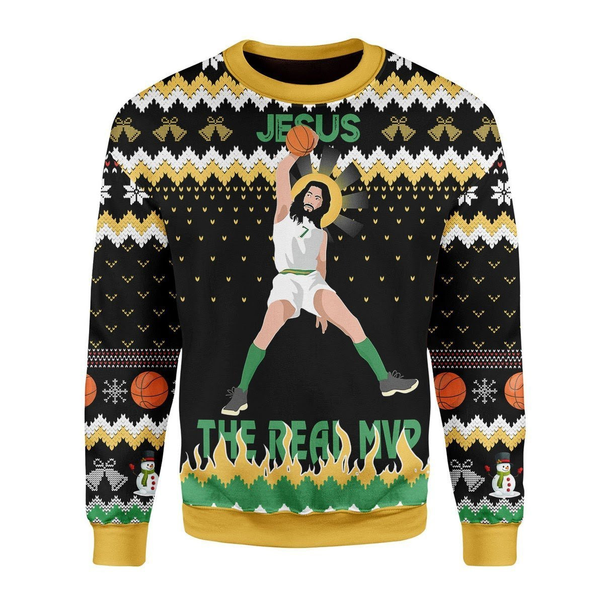 The Real MVP Ugly Christmas Sweater Adult 3D Funny Matching for family