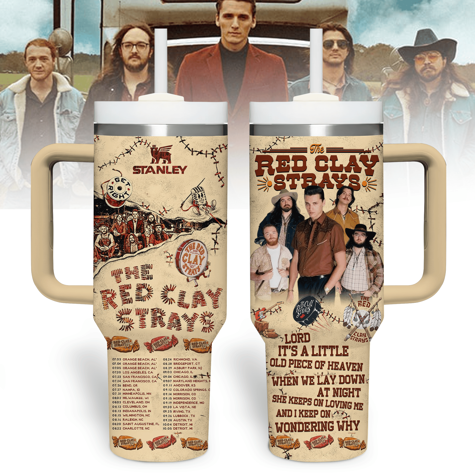 The Red Clay Strays Music Custom Stanley Cup 40 oz 30 oz Tumbler With HandleTVC2301279