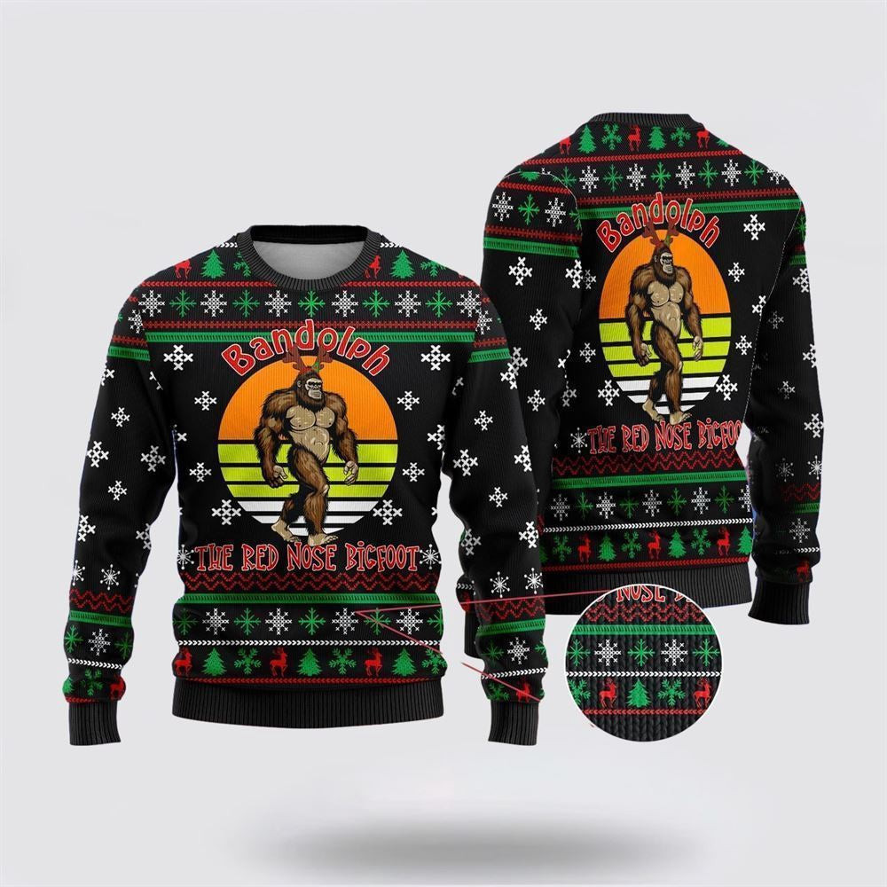 The Red Nose Bigfoot Ugly Christmas Sweater Ugly Christmas Sweatshirt Unisex Christmas Gift - Image 2