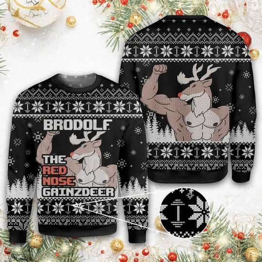 The Red Nose Gainzdeer Ugly Christmas Sweater Adult 3D Funny Matching for family