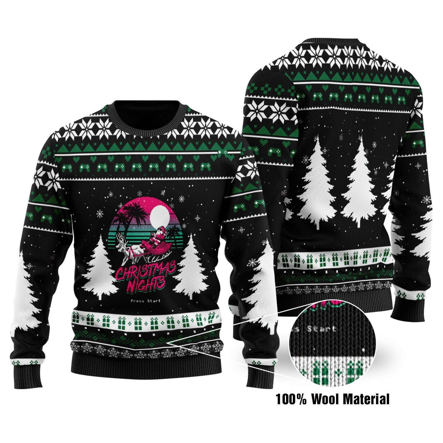 The Retro Vintage Ugly Christmas Sweater Adult 3D Funny Matching for family