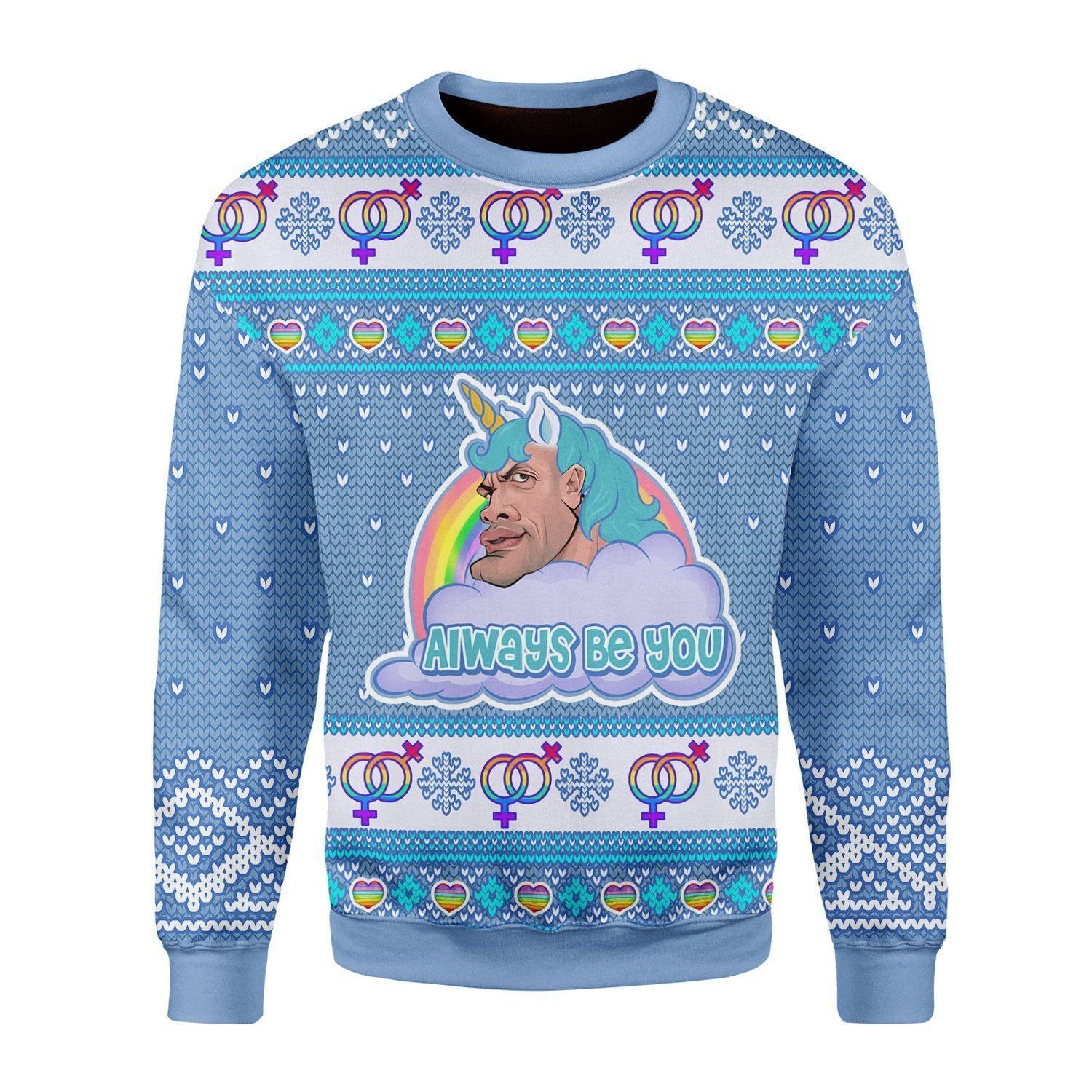 The Rock Dwayne Johnson Always Be You Ugly Christmas Sweater Adult 3D Funny Matching for family - Image 2