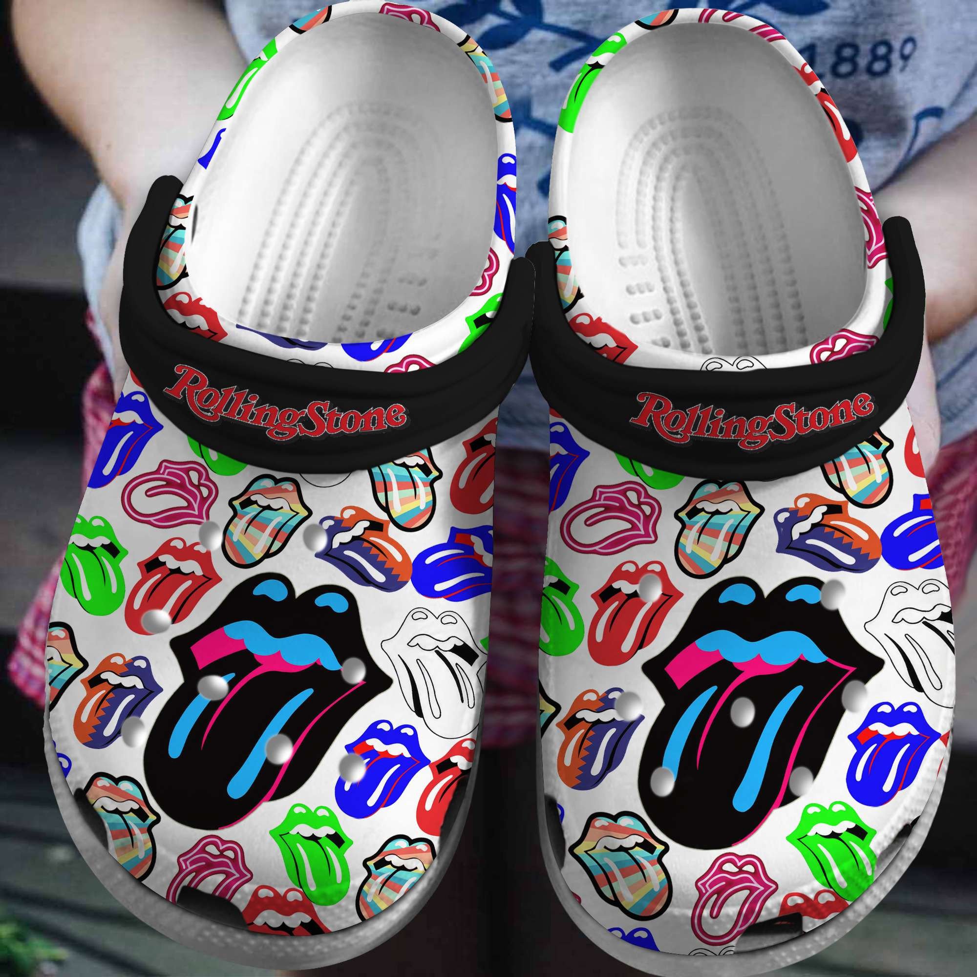 The Rolling Stones Music Crocs Crocband Clogs Shoes Comfortable For Men Women and Kids