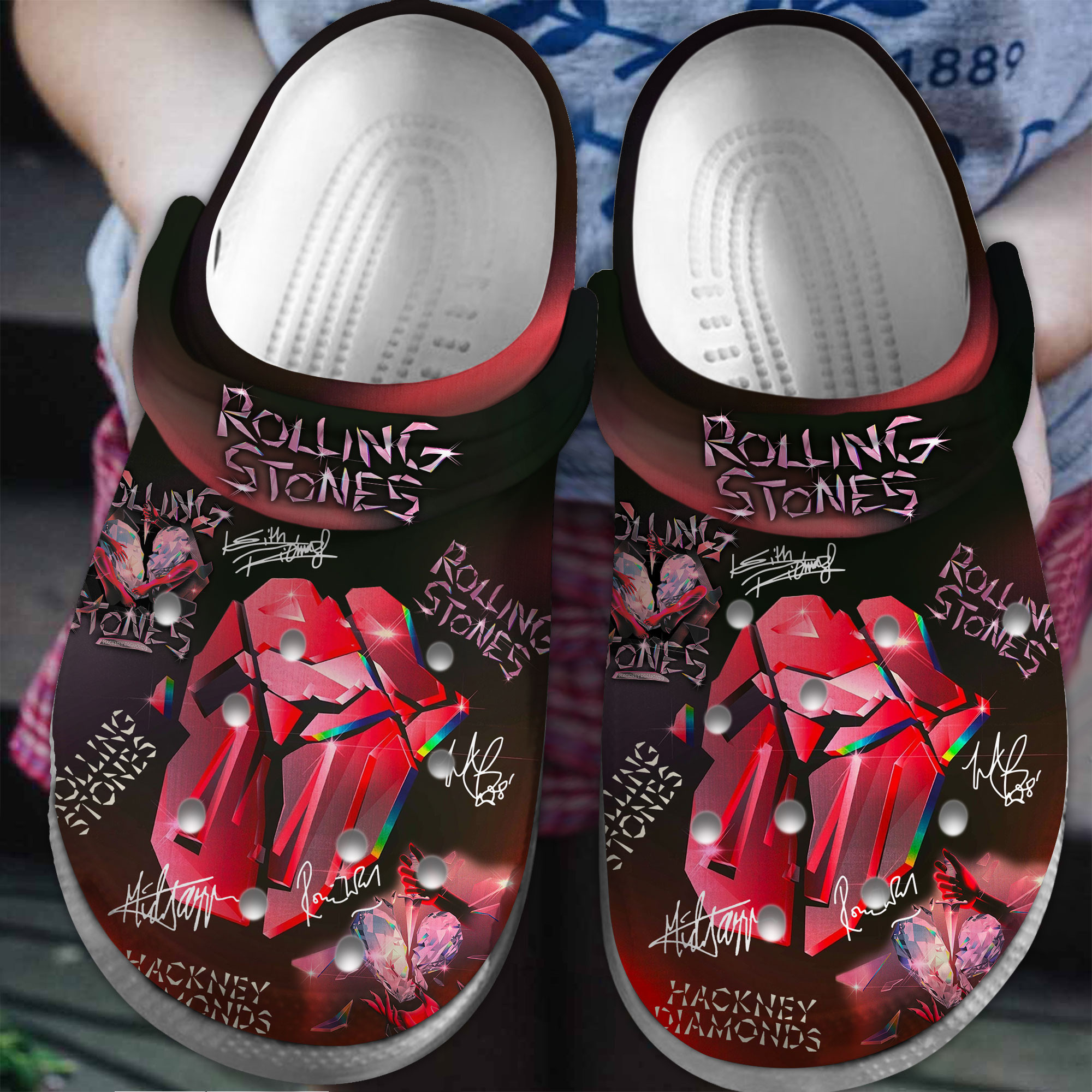 The Rolling Stones Music Crocs Crocband Clogs Shoes Comfortable For Men Women and Kids