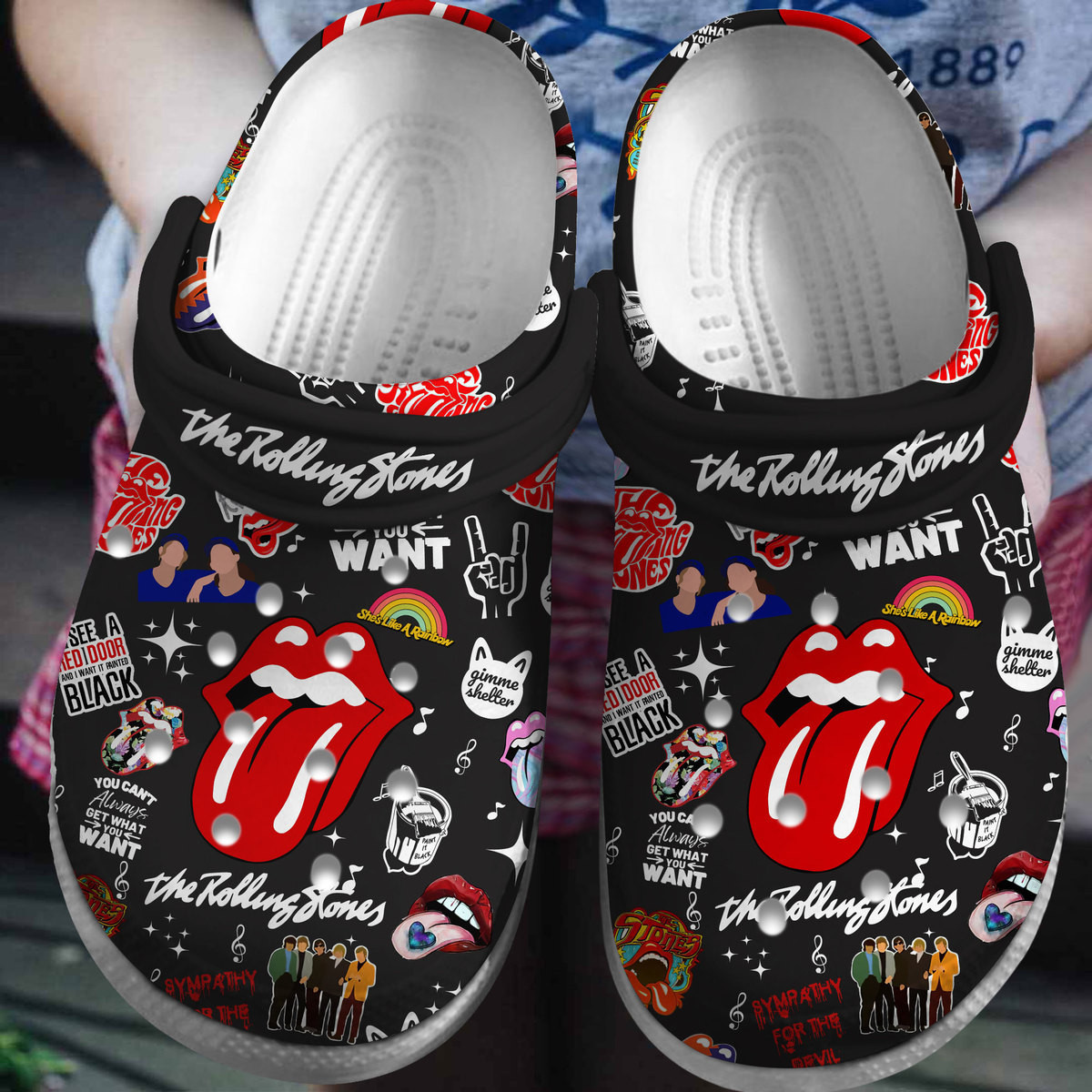 The Rolling Stones Music Crocs Crocband Clogs Shoes Comfortable For Men Women and Kids