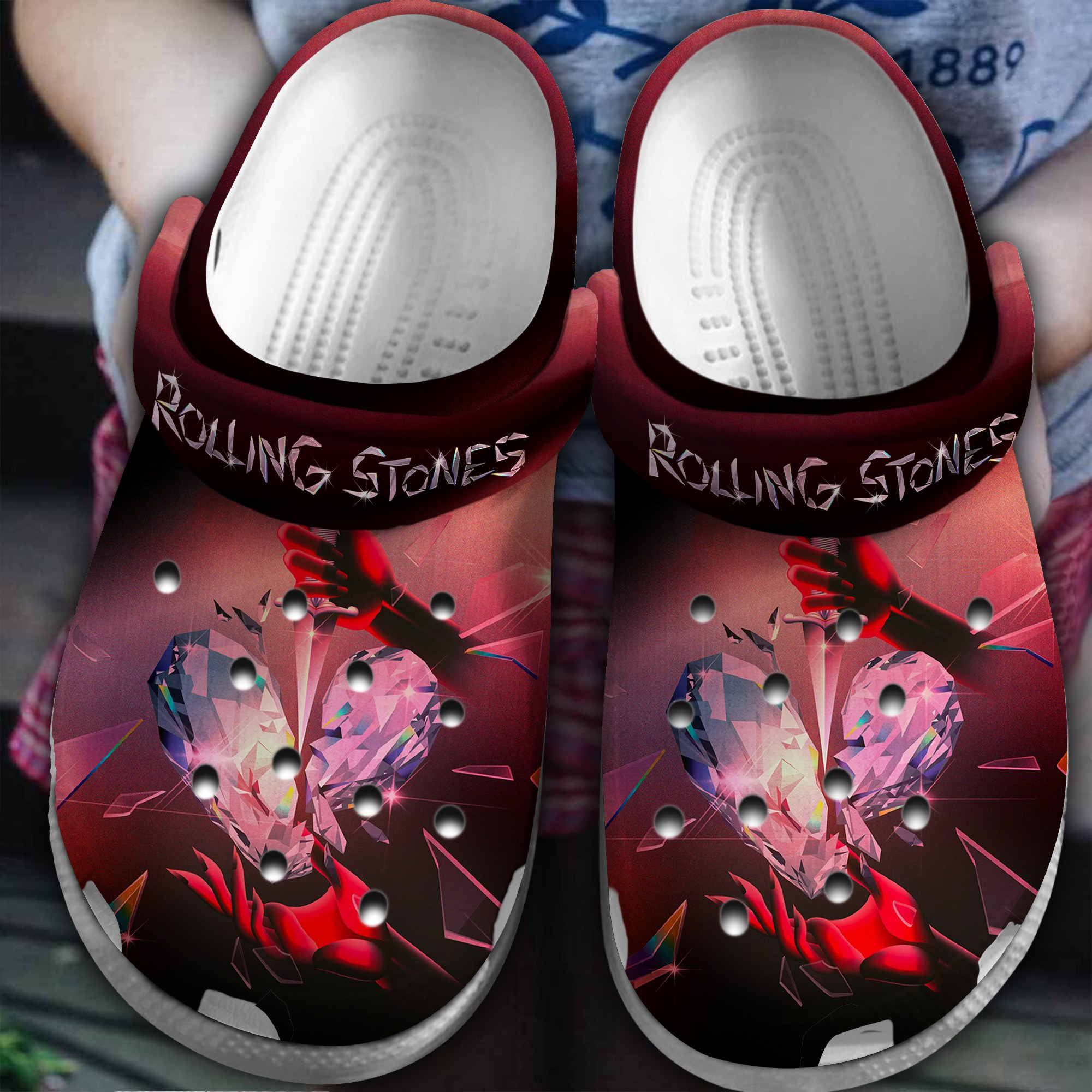 The Rolling Stones Music Crocs Crocband Clogs Shoes Comfortable For Men Women and Kids