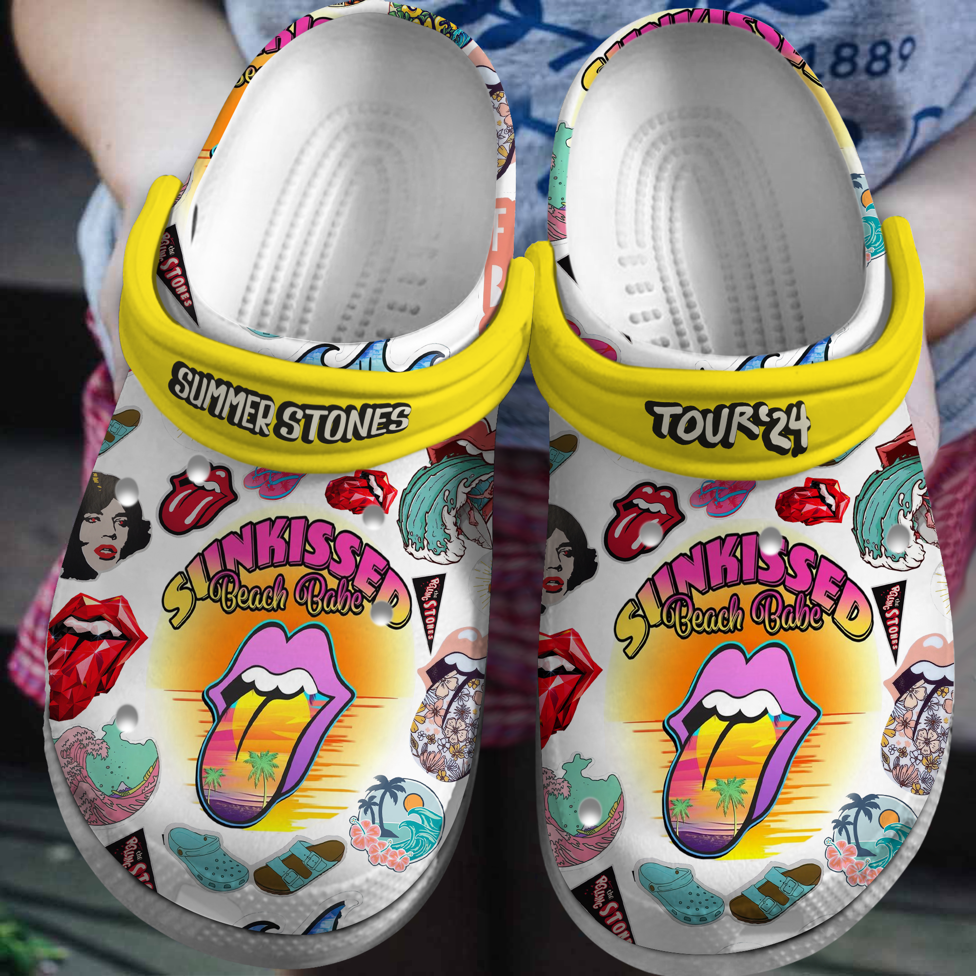 The Rolling Stones Music Crocs Crocband Clogs Shoes Comfortable For Men Women and Kids