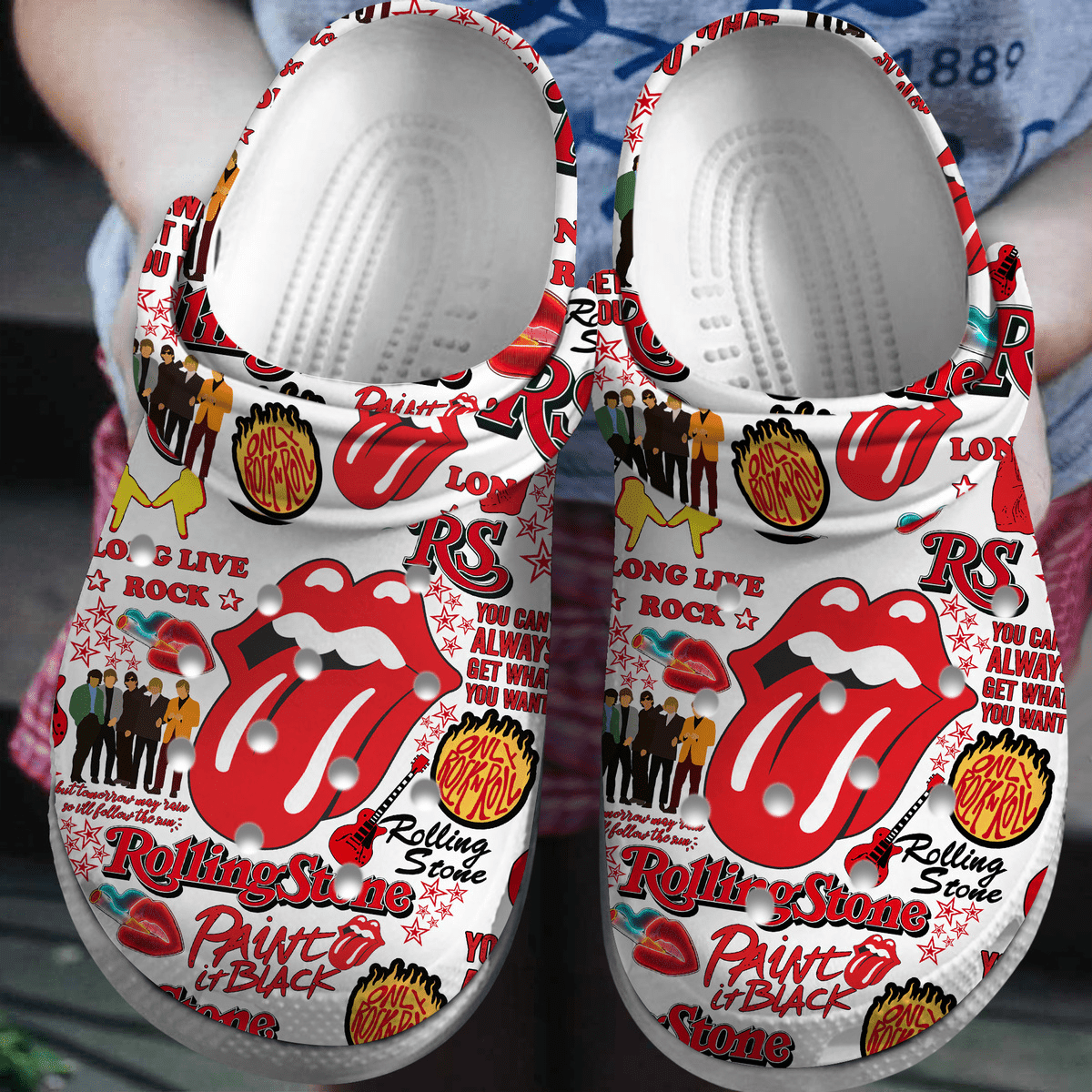 The Rolling Stones Music Crocs Crocband Clogs Shoes Comfortable For Men Women and Kids